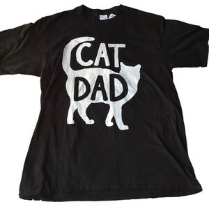 PORT & COMPANY Mens size LARGE CAT DAD T SHIRT NEW